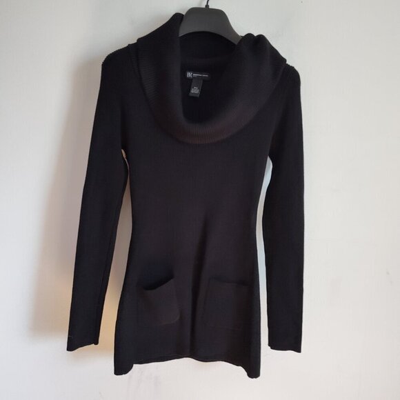 Ladies Petite SZ PS Inc Black Long-Sleeve Cowl-Neck Sweater - Picture 1 of 4